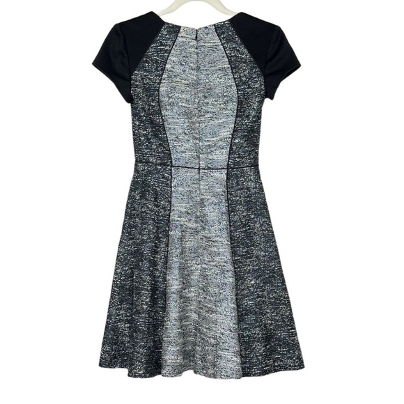 Jessica Simpson Dress Womens 0 Grey Marled Tweed Colorblock Fit and Flare Skater - Picture 3 of 11